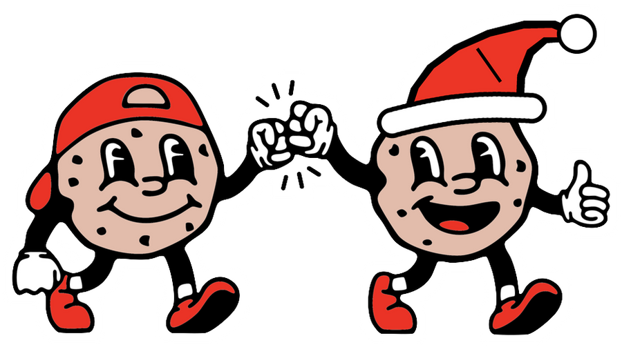 Kurty's cookie characters fist-bumping